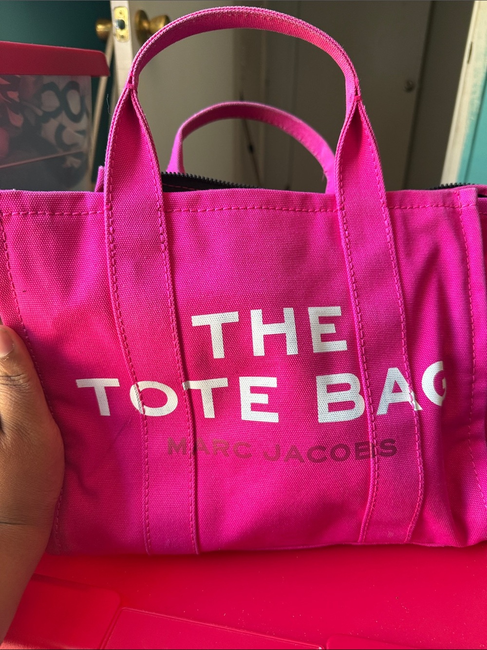 Marc Jacobs Hot Pink canvas tote used